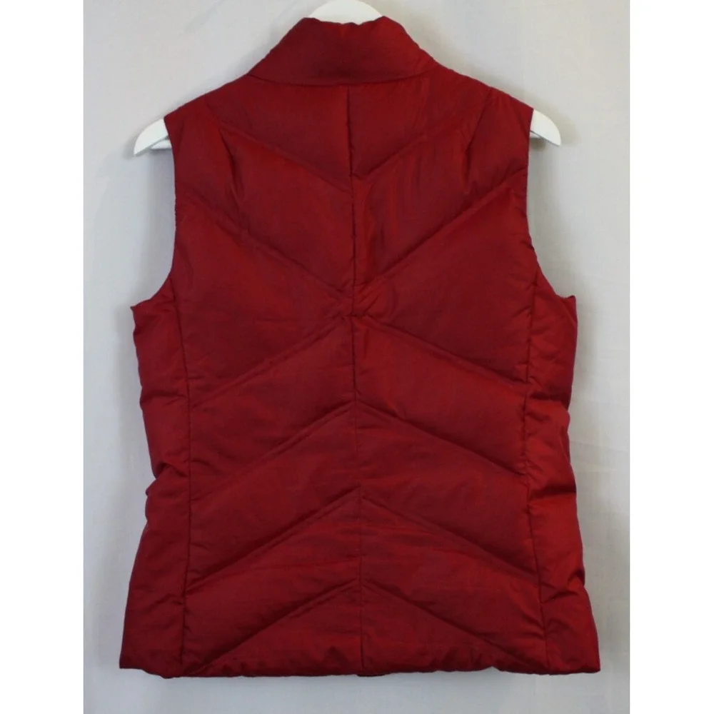 Eddie Bauer Vest Womens Medium Red Premium Goose Down Lightweight Zip Pockets